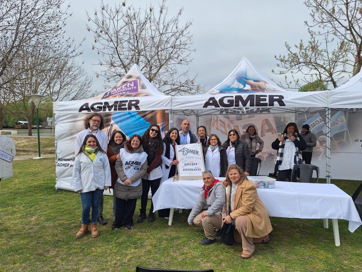 La Escuela Itinerante de Agmer, en Villa Paranacito, el 23 de septiembre: el gremio recorre la provincia con su reclamo mientras se negocia.