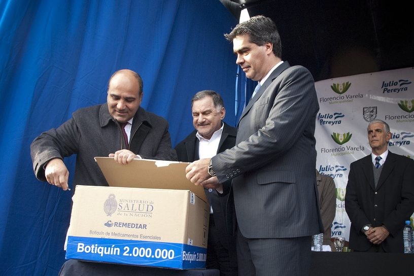 Un botiquín del Remediar en el acto de entrega del botiquín número dos millones, en Florencio Varela, en julio de 2014.