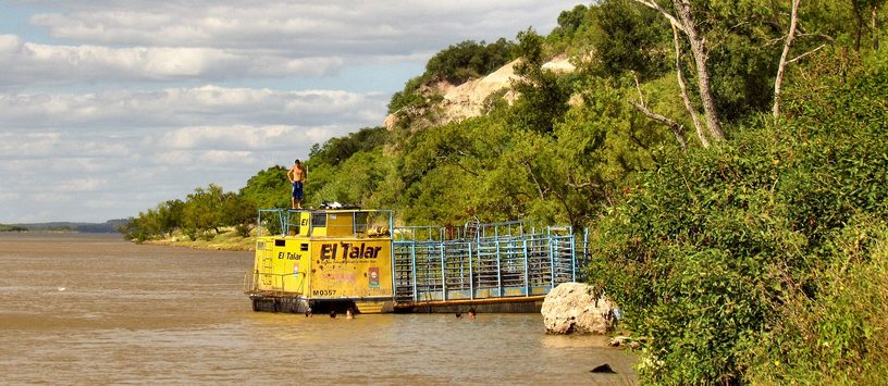 Una balsa para transportar ganado vacuno a las islas, en 2013.