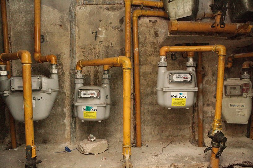 Medidor de gas domiciliario de Metrogas en la Ciudad de Buenos Aires.